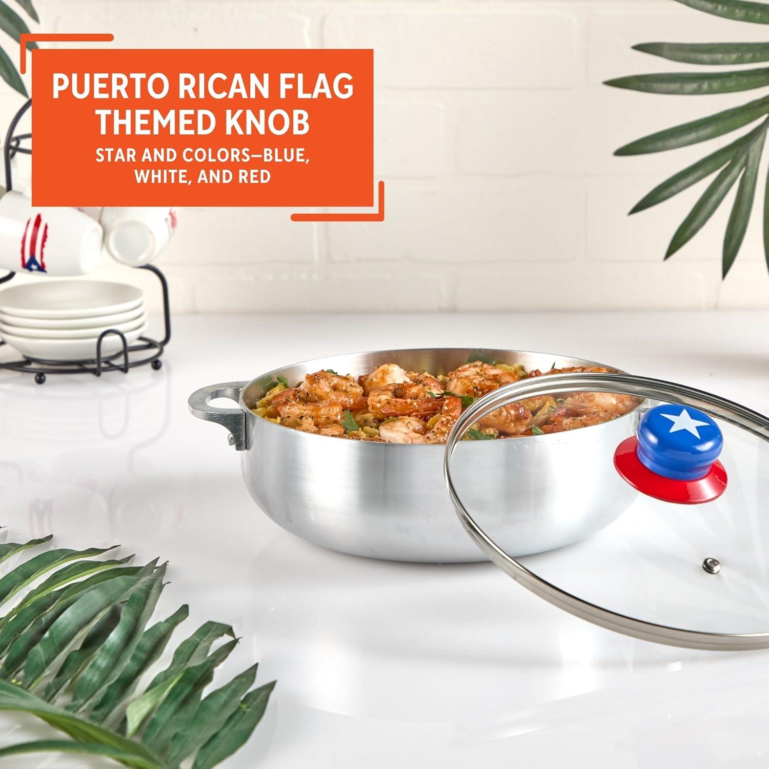 IMUSA 3.2Qt Cuba-Themed Aluminum Caldero with Glass Lid for Rice Stews ...