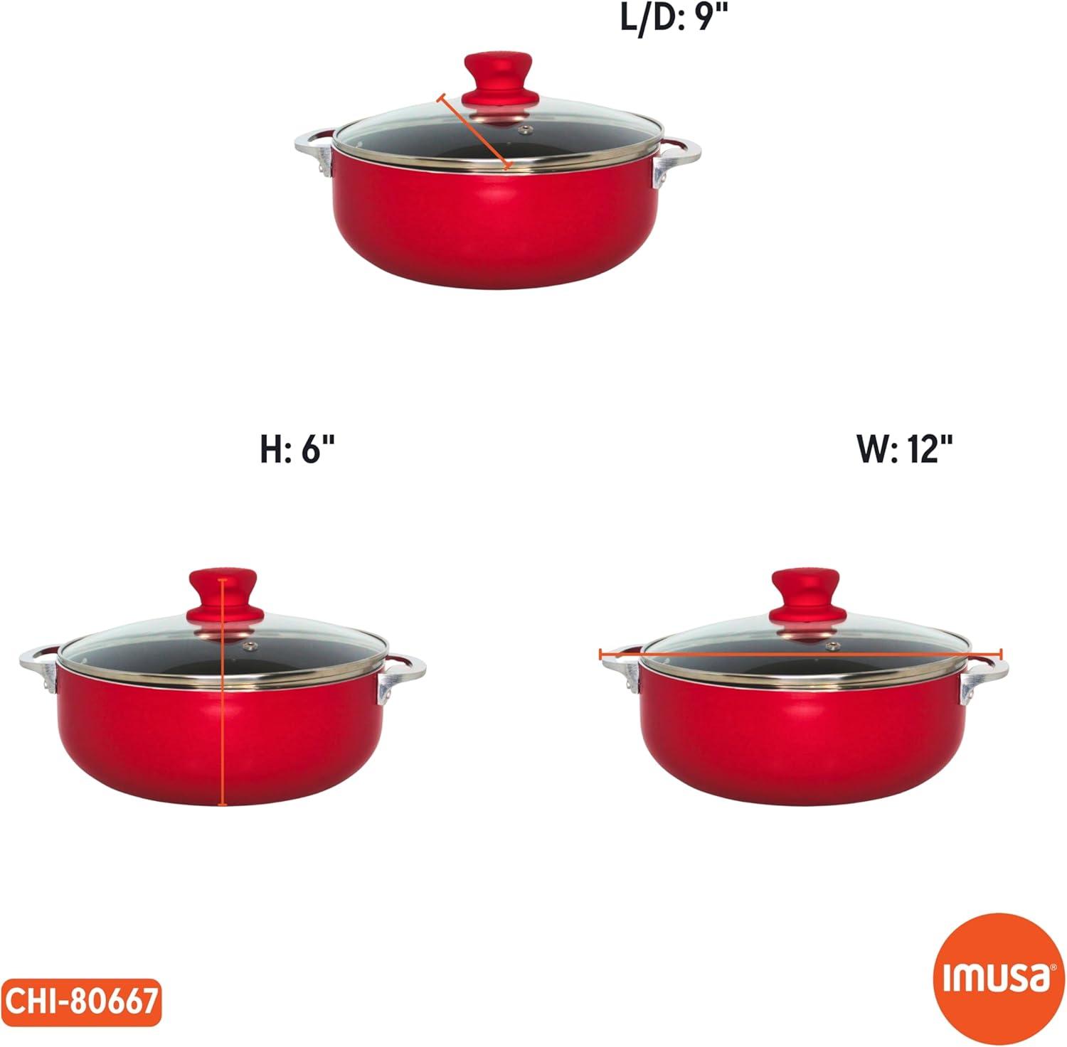 IMUSA 6.9 Qt Large Red Aluminum Dutch Oven Caldero with Black Ceramic ...