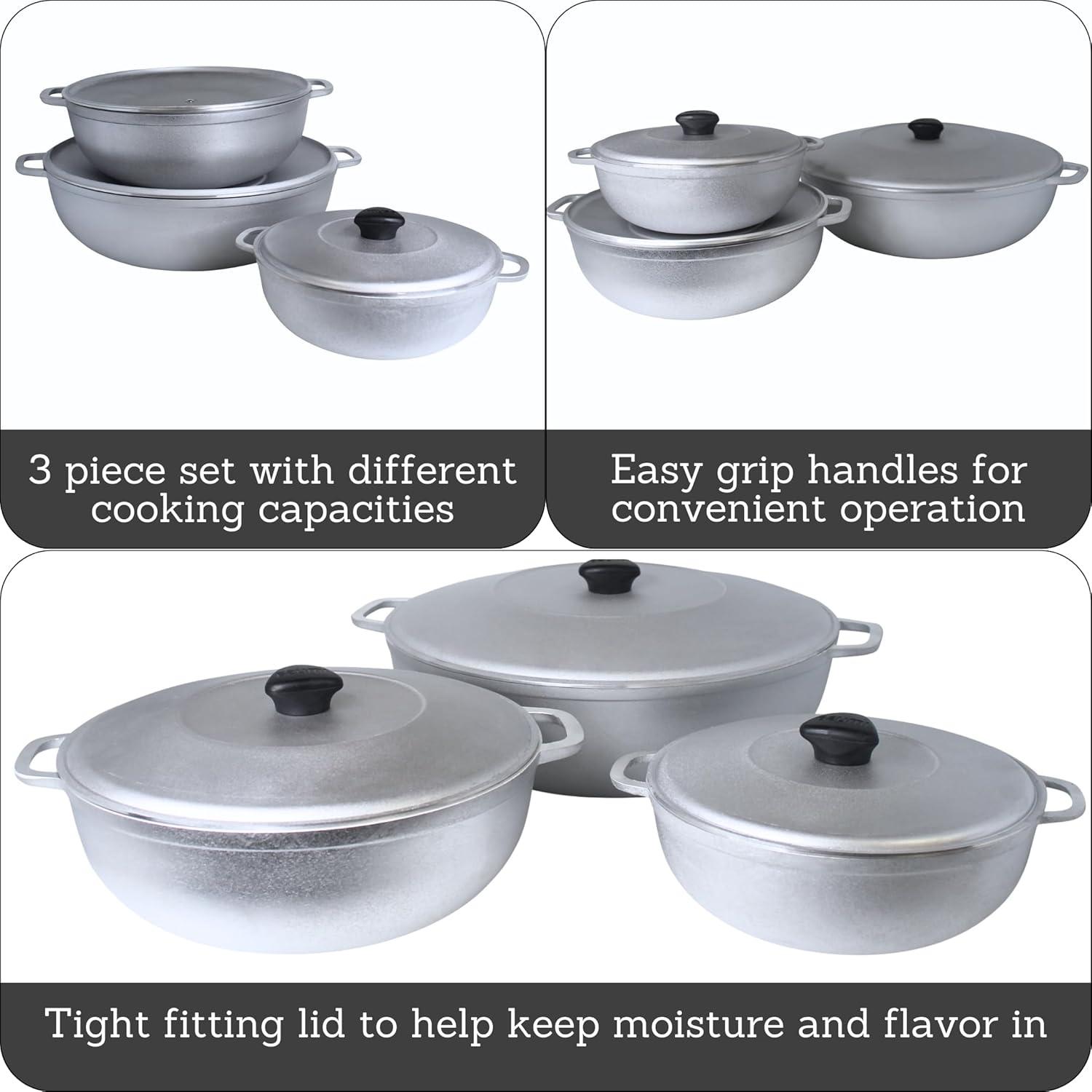 IMUSA Caldero Stock Pot with Lid 3pc Set, 1.5/3.5/7 QT, Cast Aluminum ...
