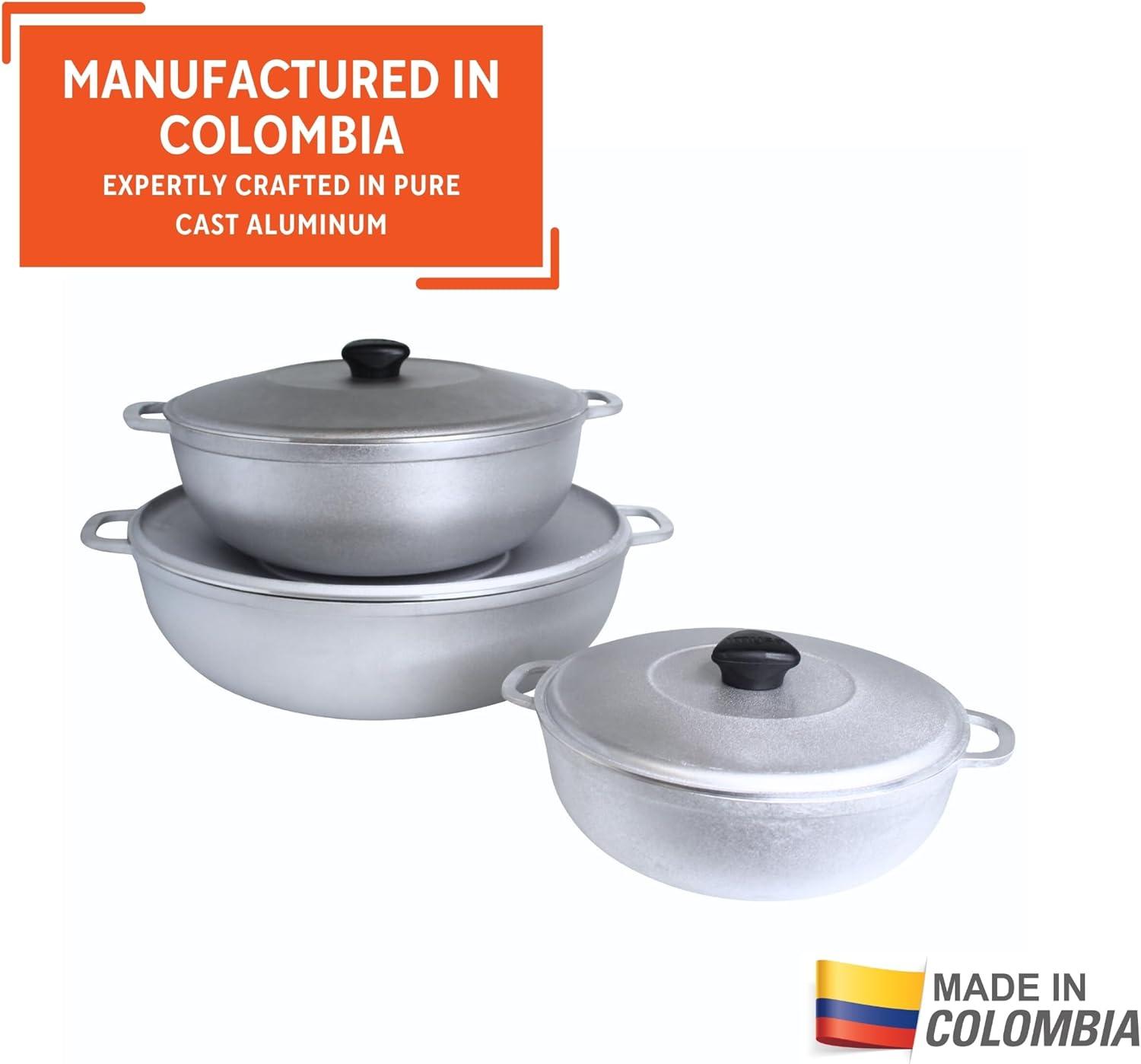 IMUSA Caldero Stock Pot with Lid 3pc Set, 1.5/3.5/7 QT, Cast Aluminum ...